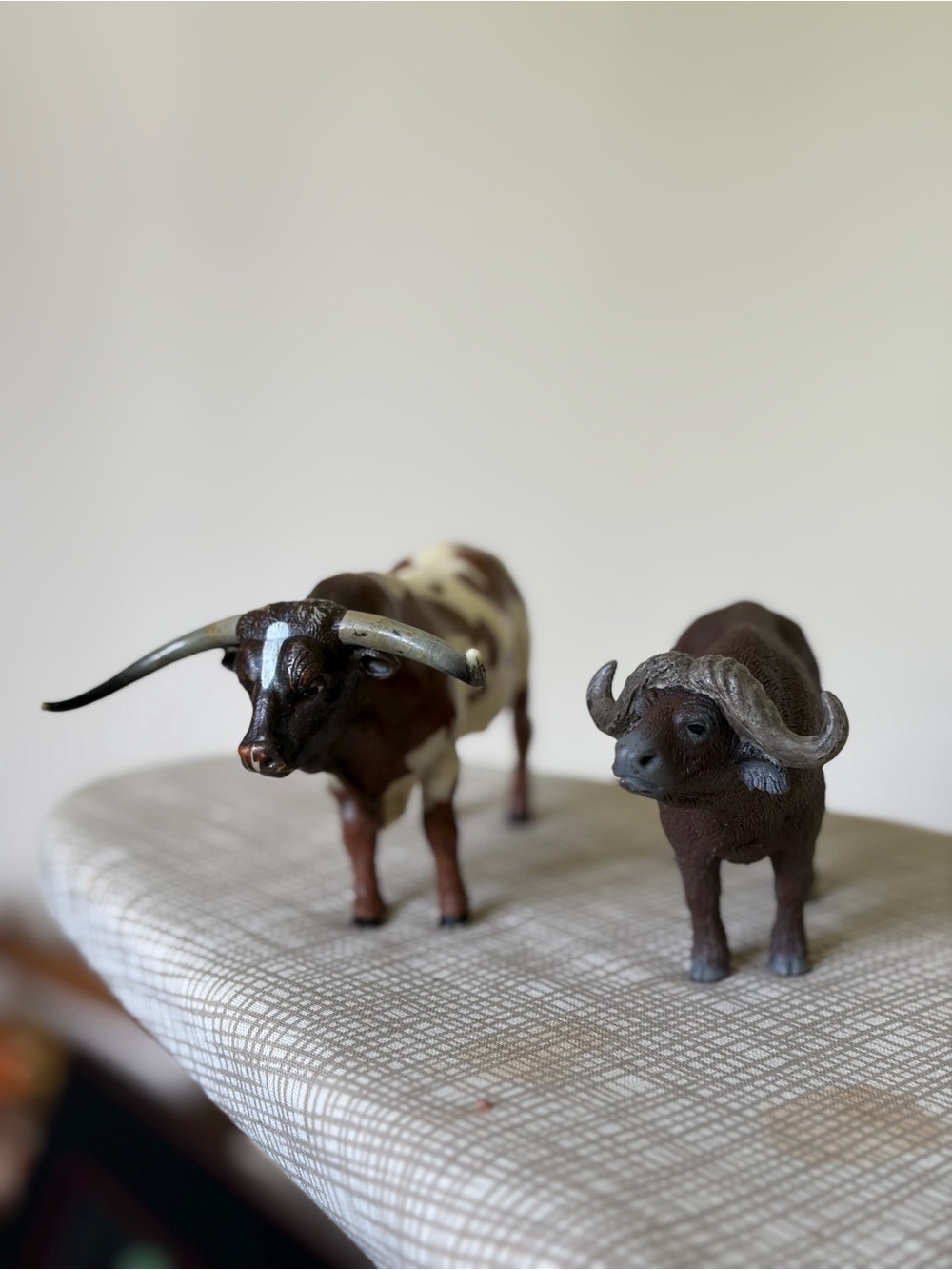 Pair of Animals- Longhorn Cow and Cape Buffalo